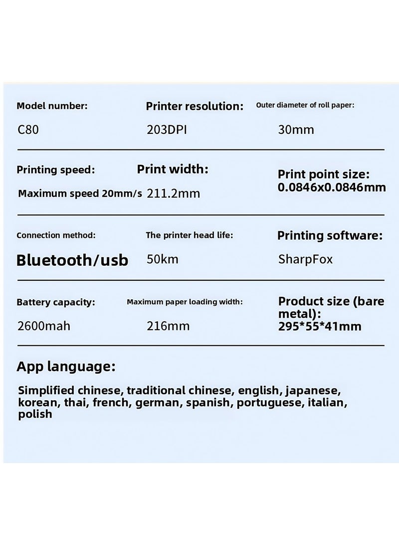كلايسون مصغرة الطابعة الحرارية اللاسلكية الاتصال بالهاتف طباعة أوراق اختبار بلوتوث اتصال طباعة الوشم - Image 4
